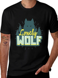 Lonely Wolf Graphic Tee - Nature Inspired Black T-Shirt