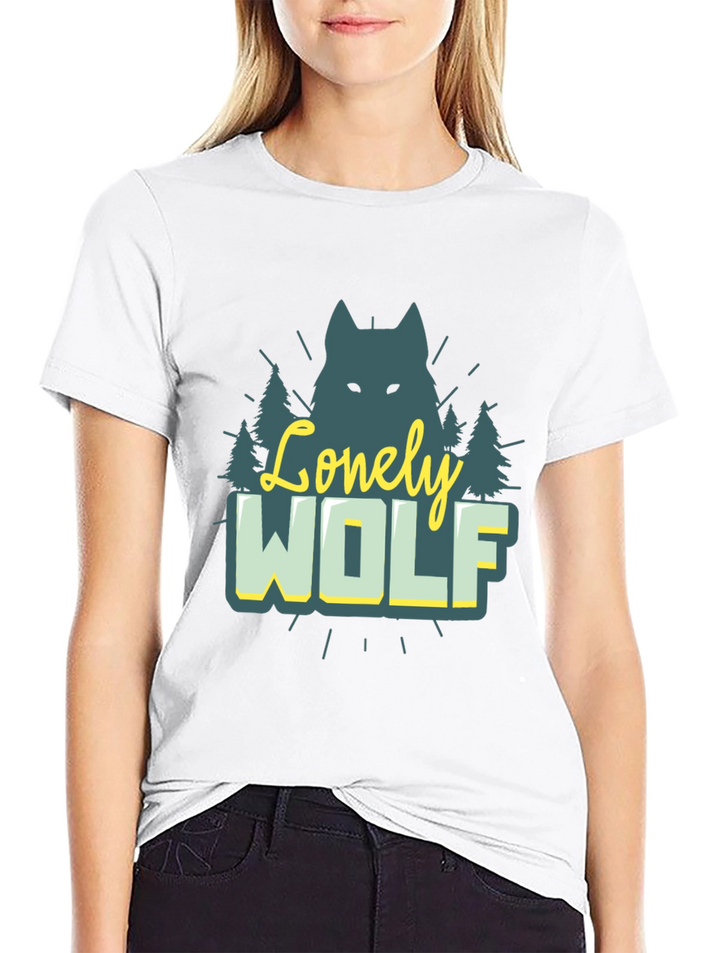Lonely Wolf Graphic Tee - Nature Inspired Black T-Shirt