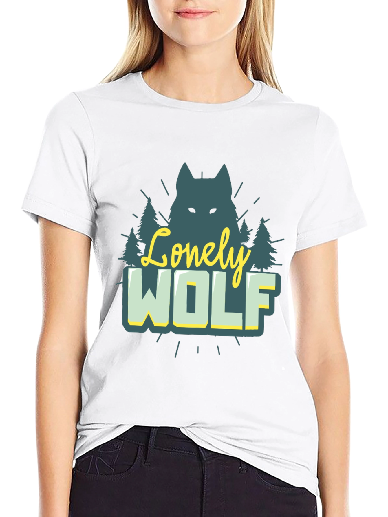 Lonely Wolf Graphic Tee - Nature Inspired Black T-Shirt