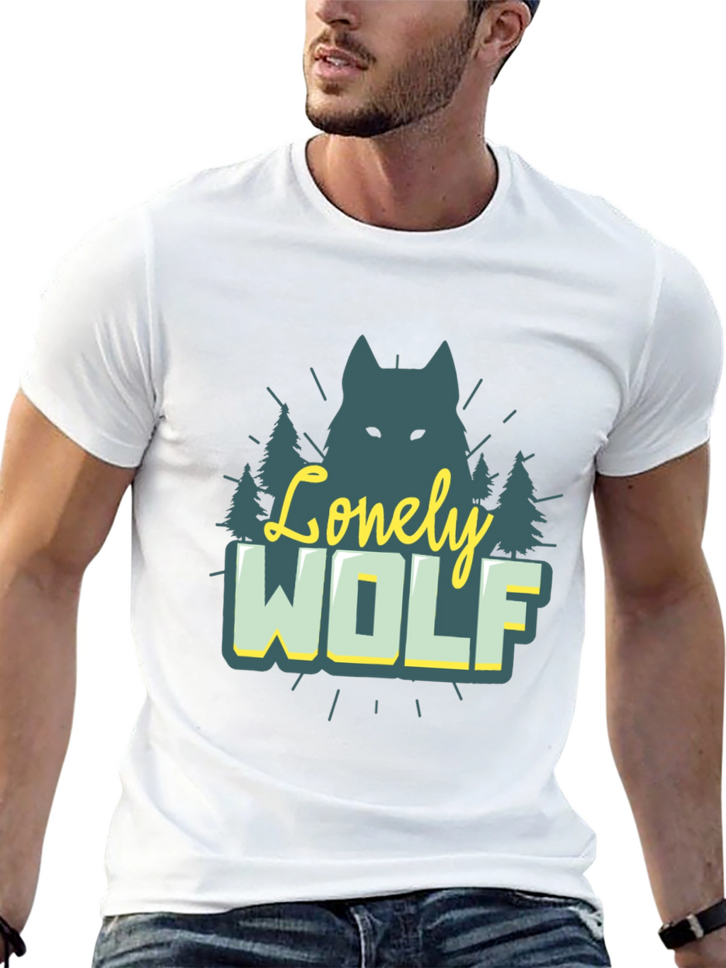 Lonely Wolf Graphic Tee - Nature Inspired Black T-Shirt