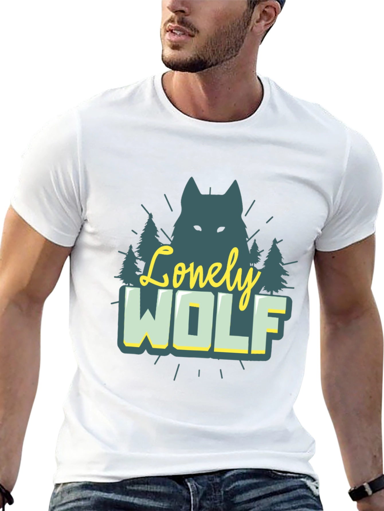 Lonely Wolf Graphic Tee - Nature Inspired Black T-Shirt