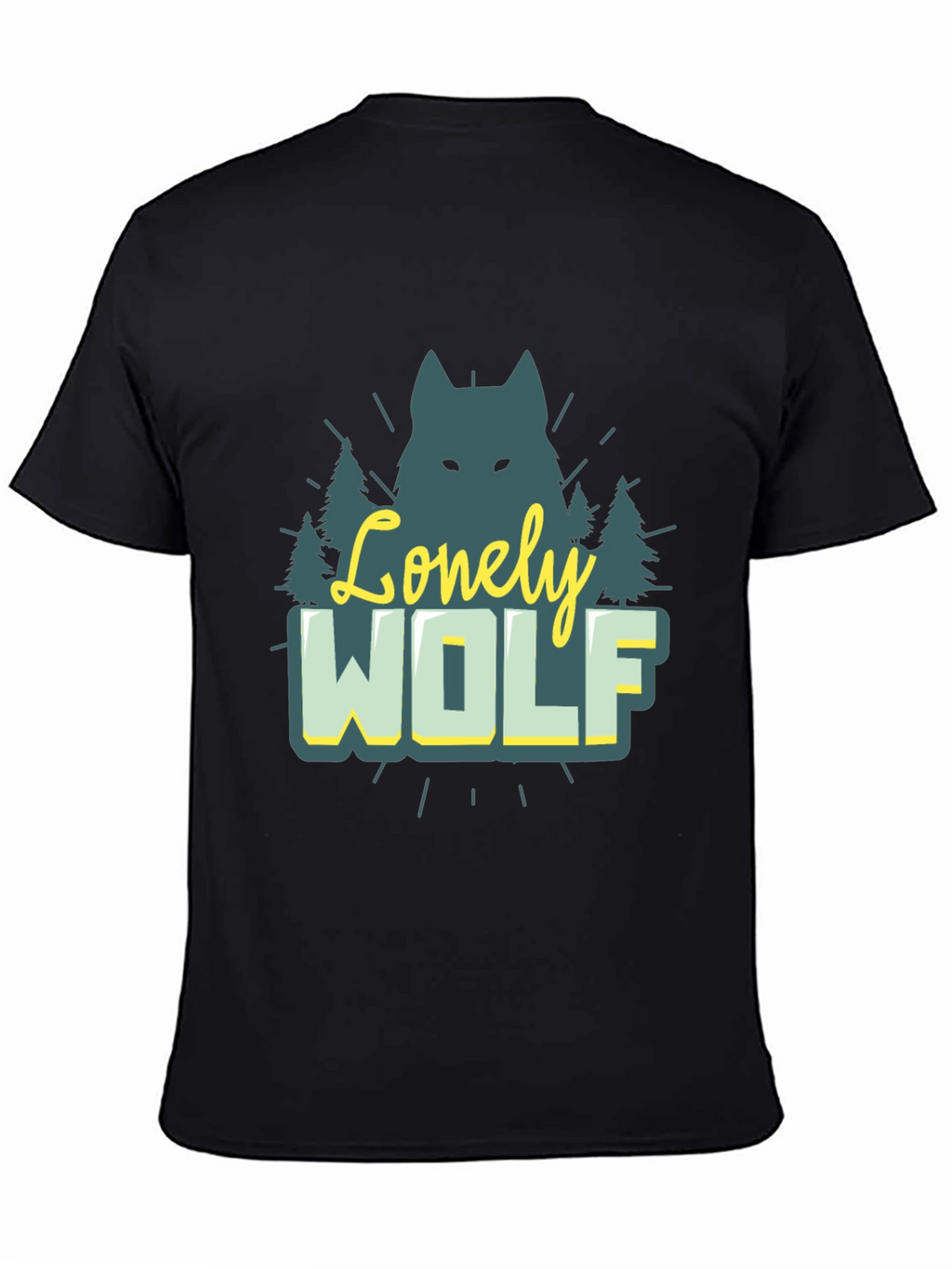 Lonely Wolf Graphic Tee - Nature Inspired Black T-Shirt