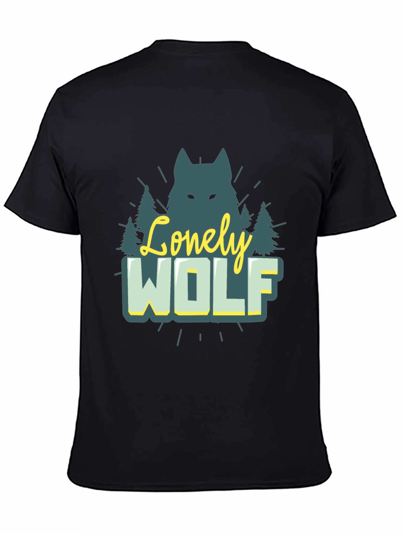 Lonely Wolf Graphic Tee - Nature Inspired Black T-Shirt