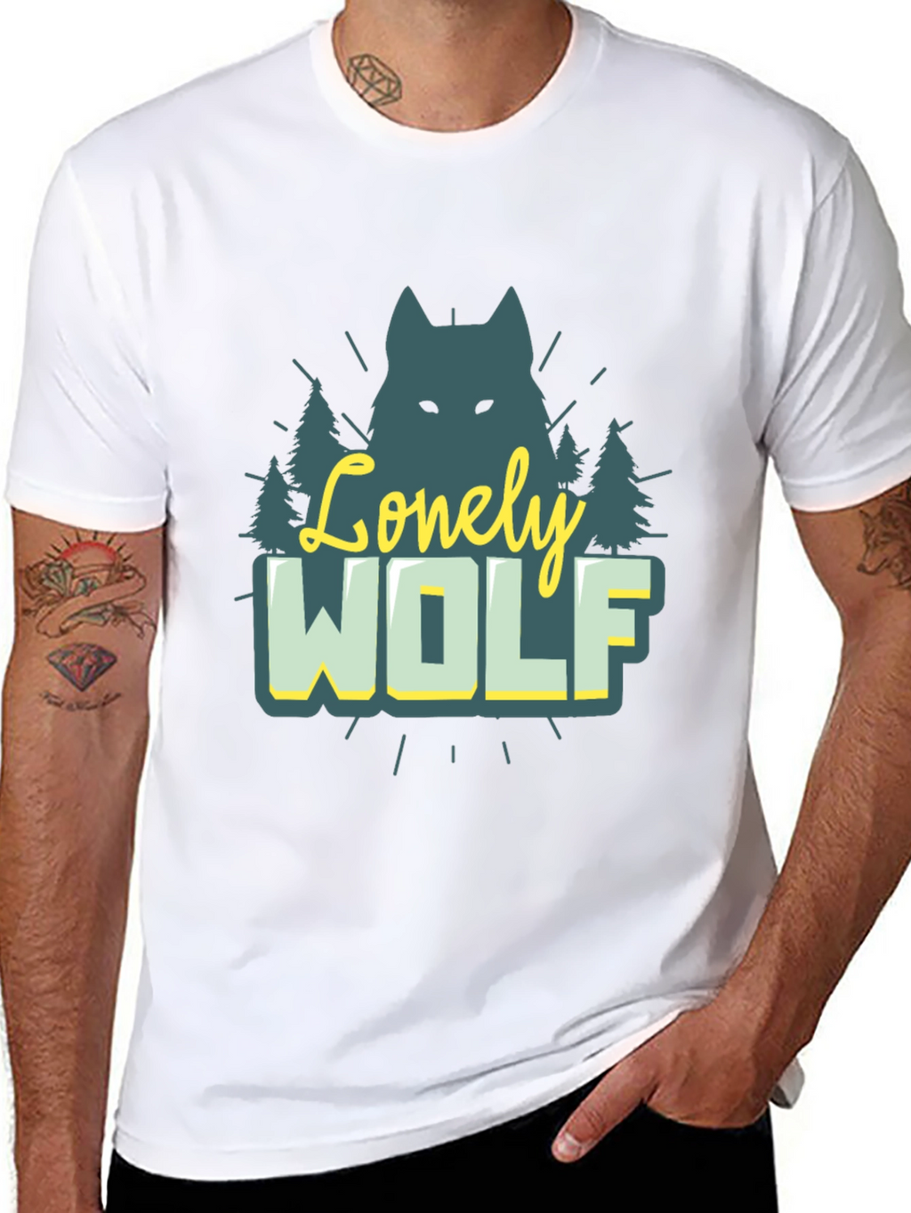 Lonely Wolf Graphic Tee - Nature Inspired Black T-Shirt