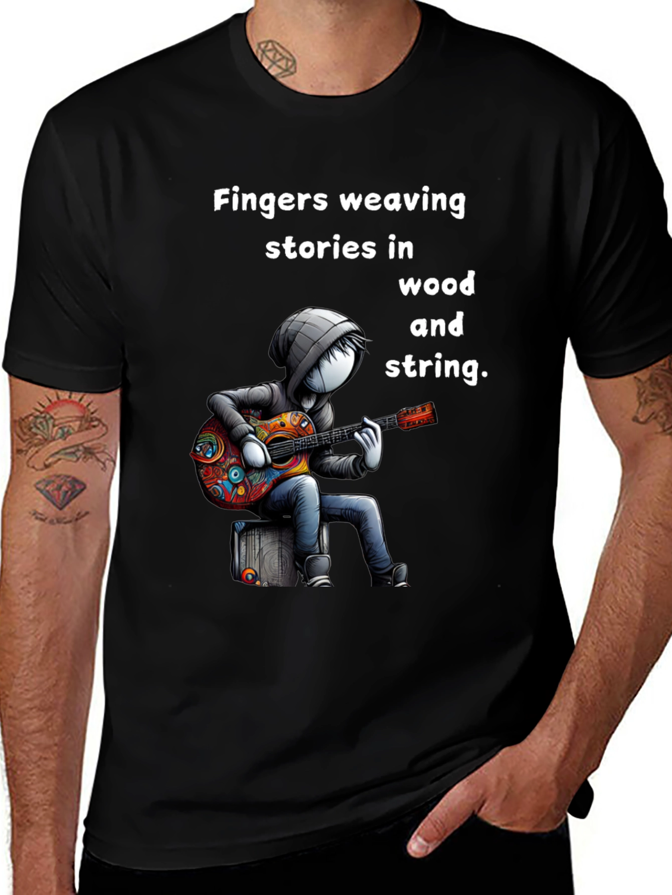 Guitar Player Graphic Tee - Fingers Weaving Stories