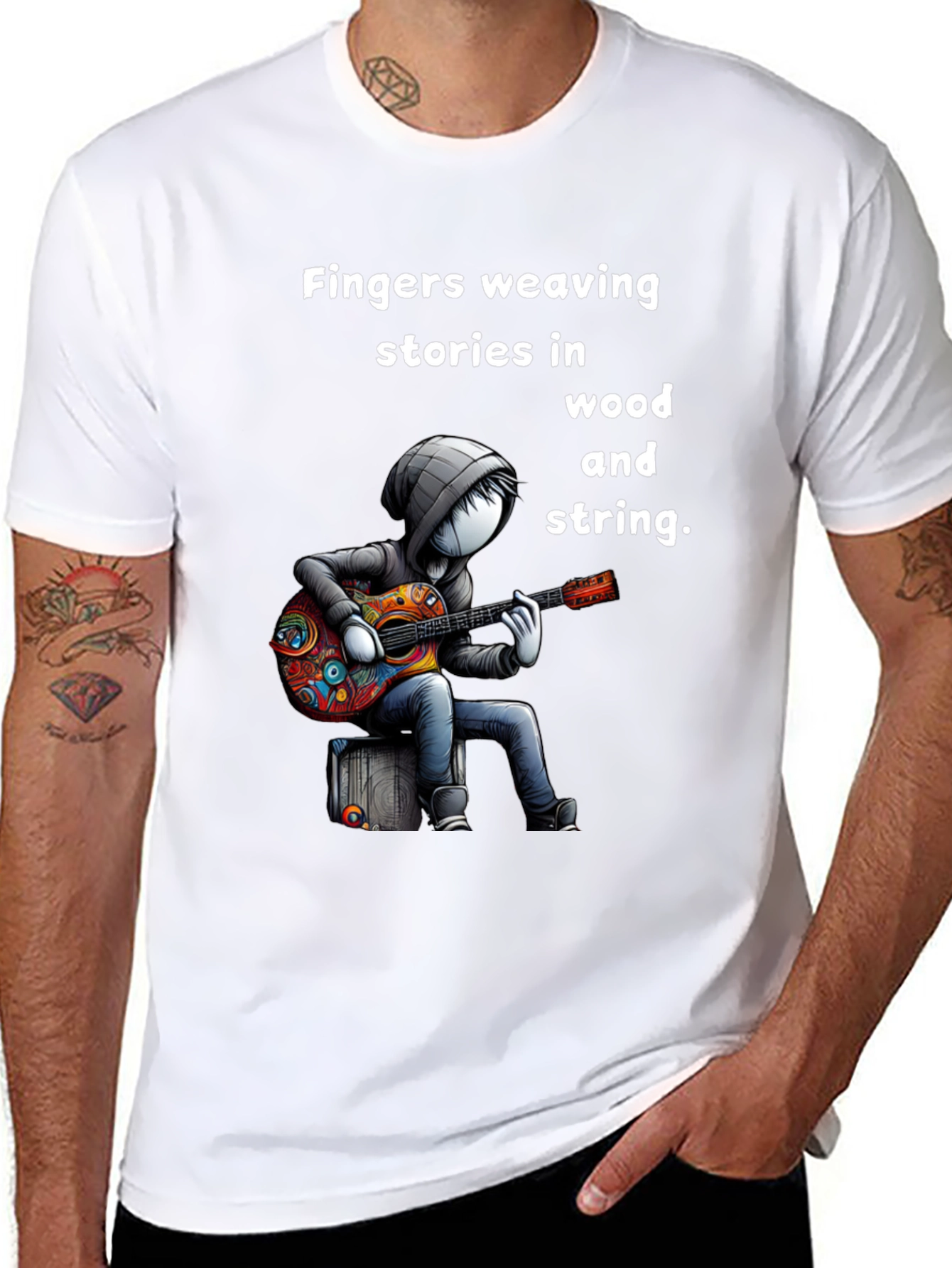 Guitar Player Graphic Tee - Fingers Weaving Stories