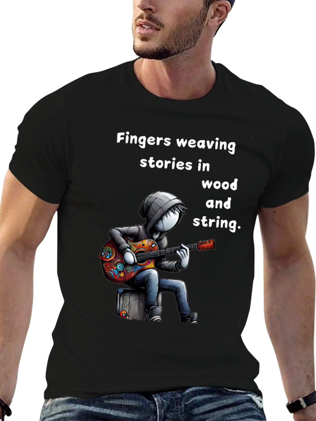 Guitar Player Graphic Tee - Fingers Weaving Stories