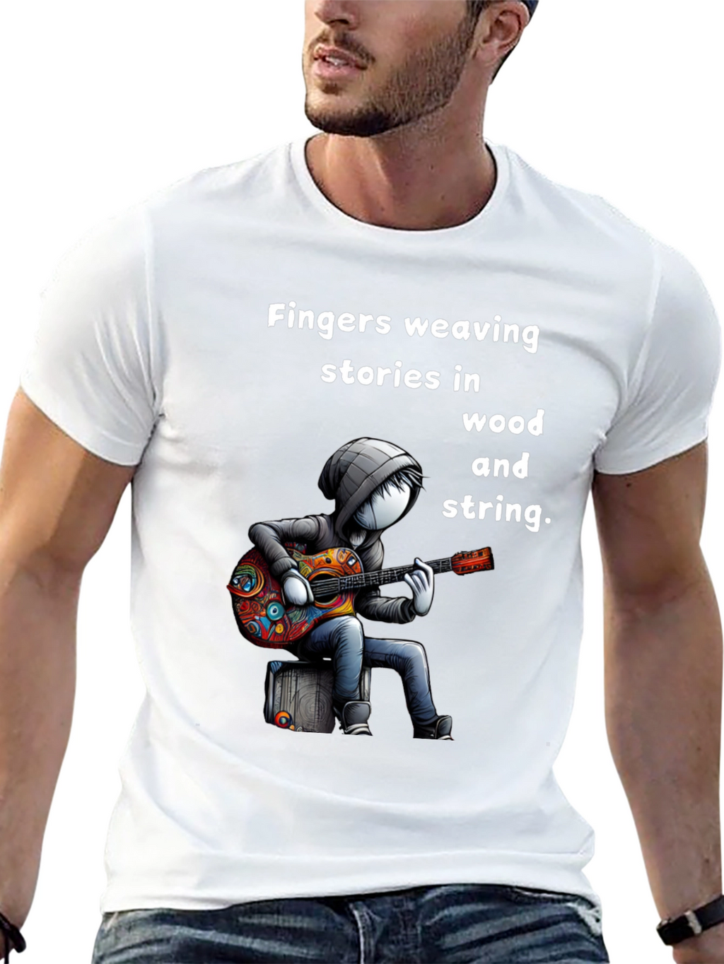 Guitar Player Graphic Tee - Fingers Weaving Stories