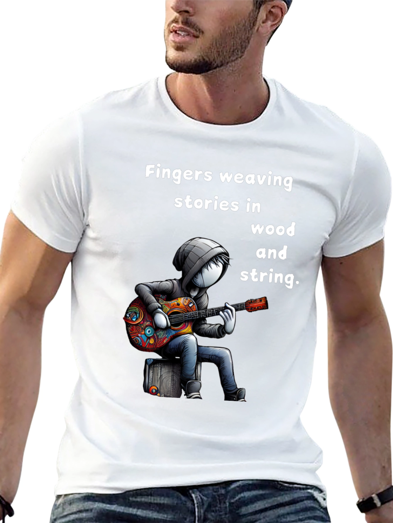 Guitar Player Graphic Tee - Fingers Weaving Stories