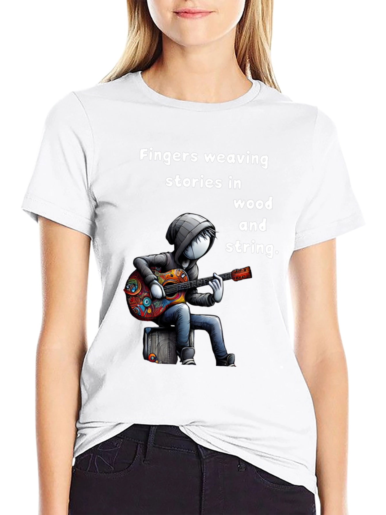 Guitar Player Graphic Tee - Fingers Weaving Stories