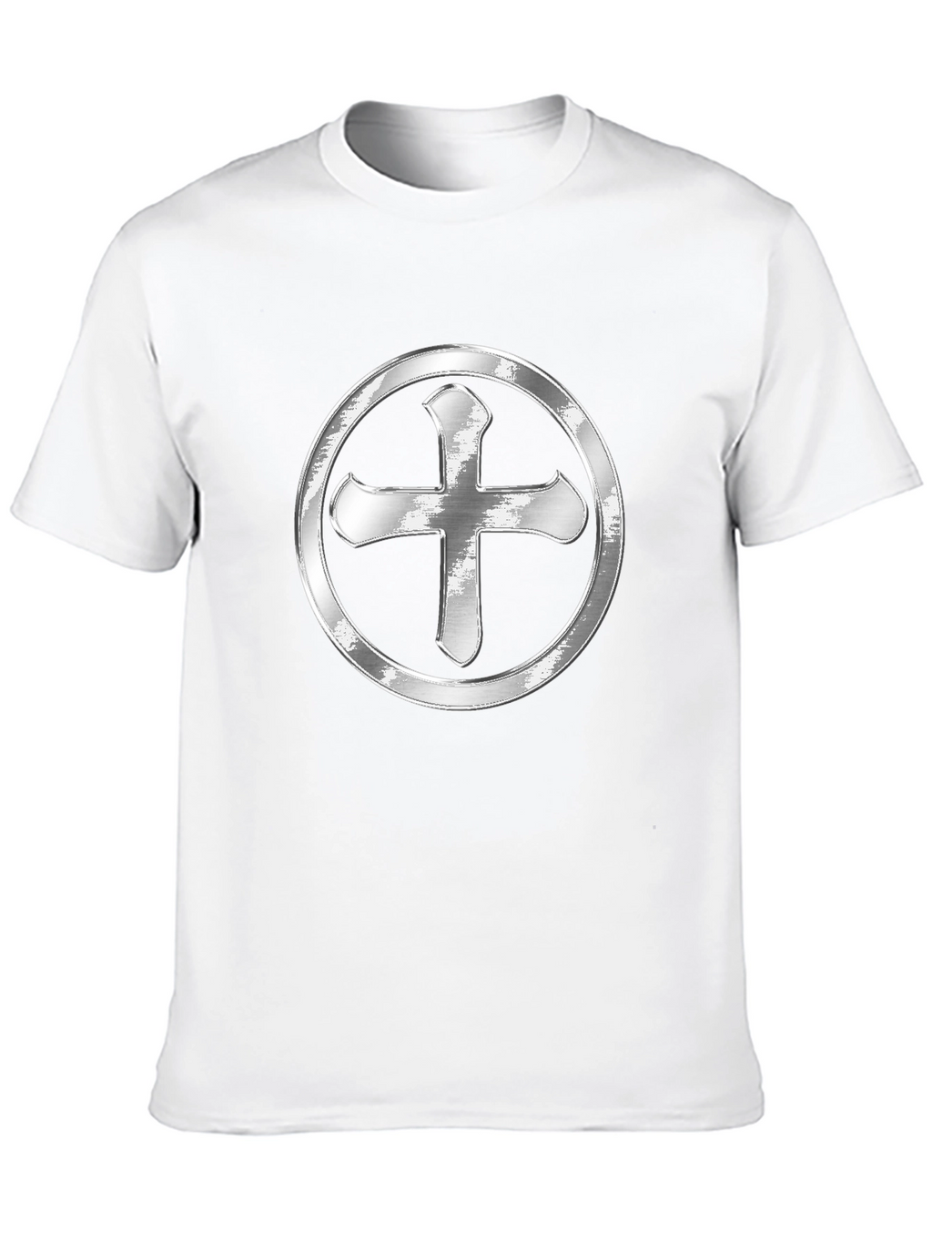 Silver Cross Design Black T-Shirt