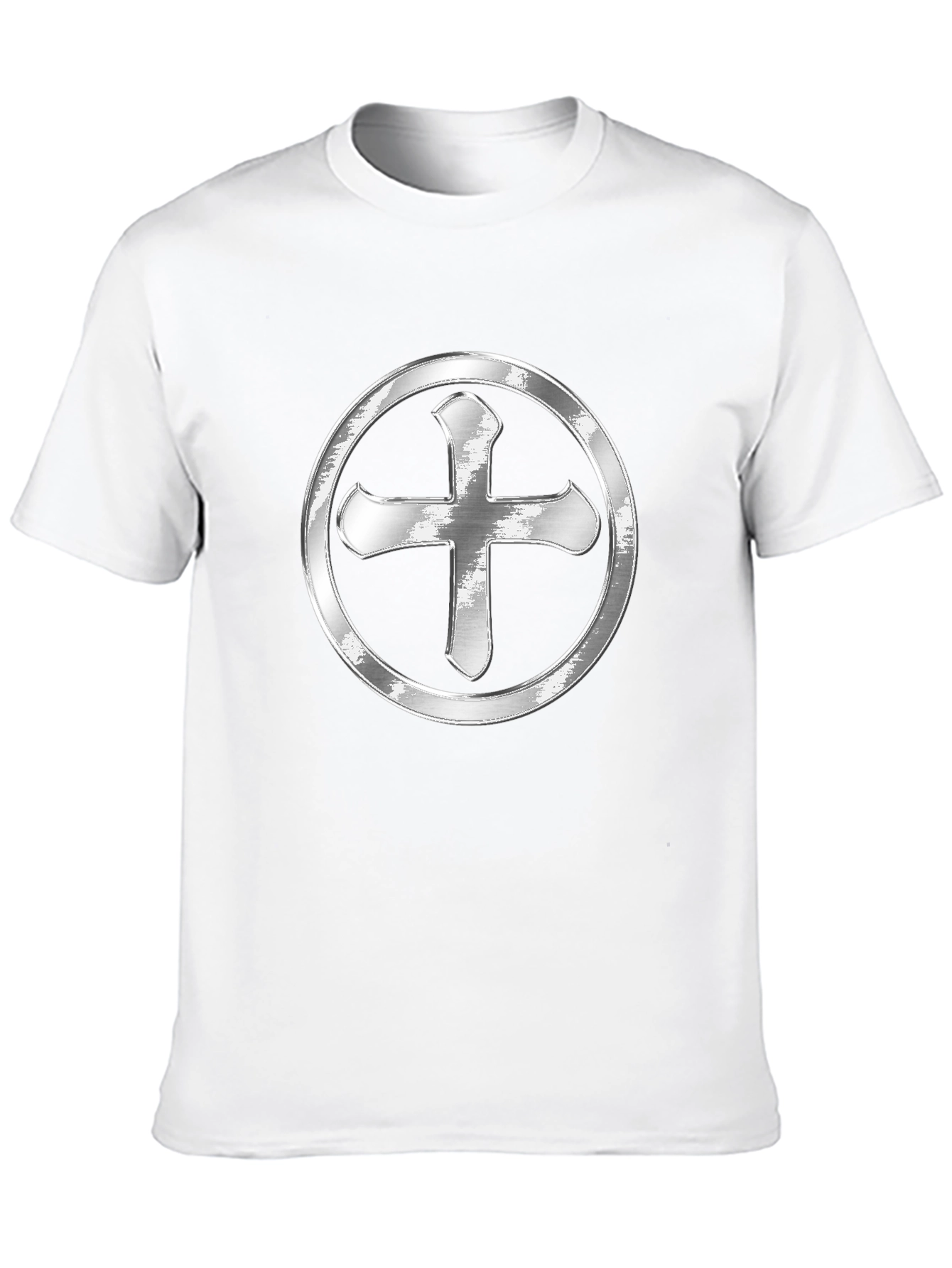 Silver Cross Design Black T-Shirt