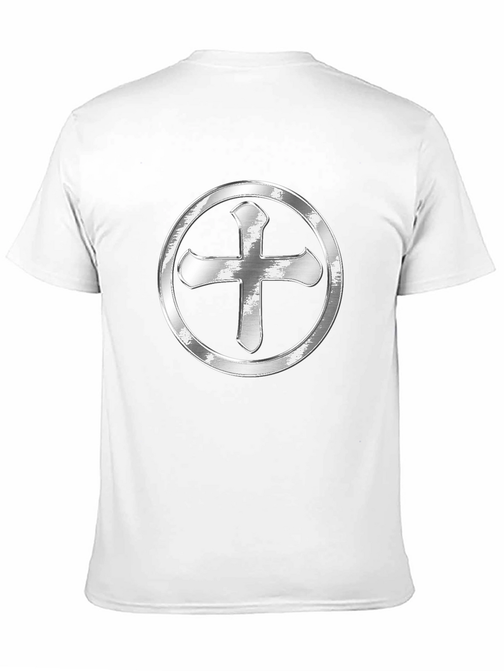 Silver Cross Design Black T-Shirt