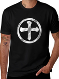 Silver Cross Design Black T-Shirt