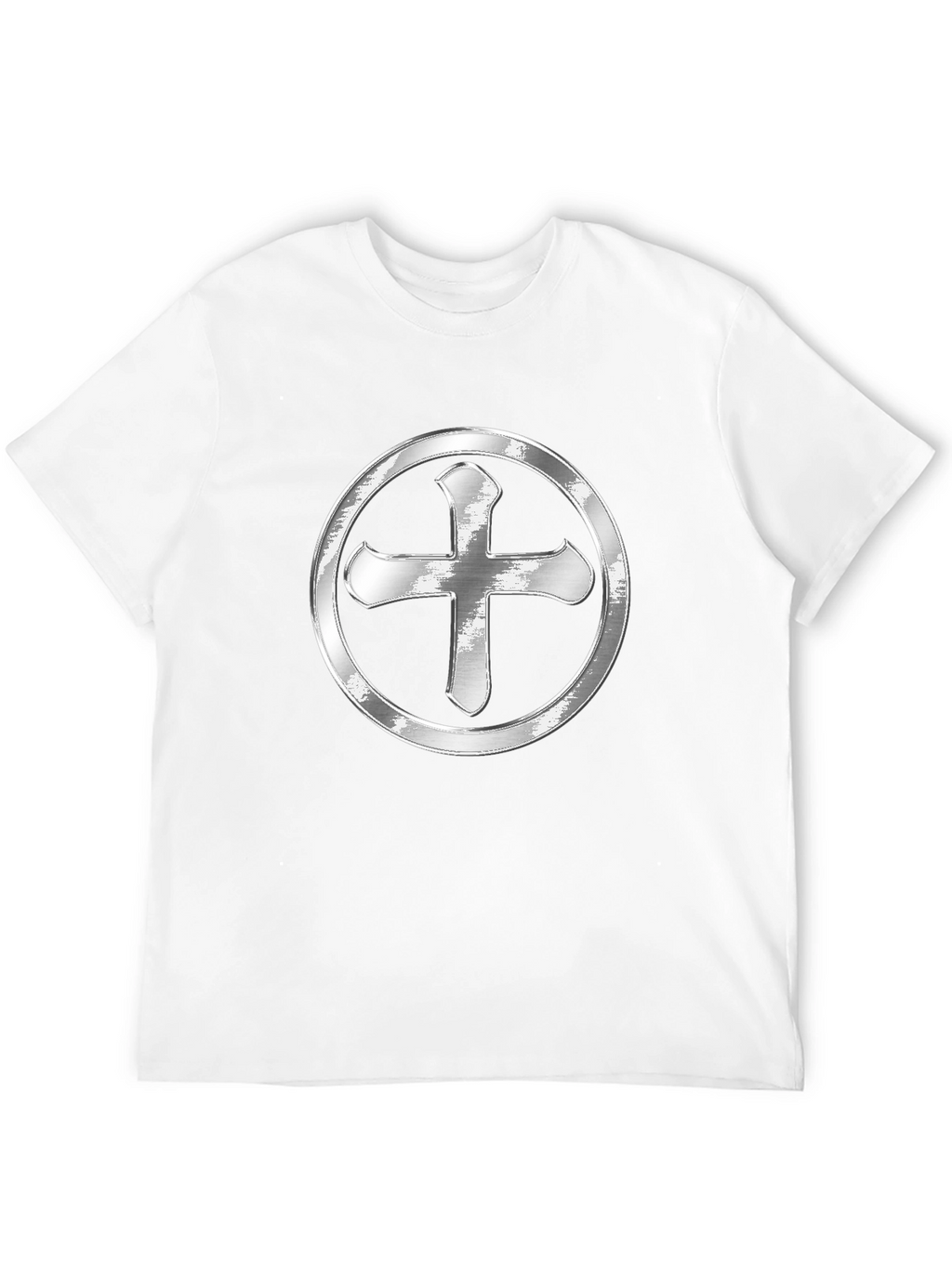 Silver Cross Design Black T-Shirt