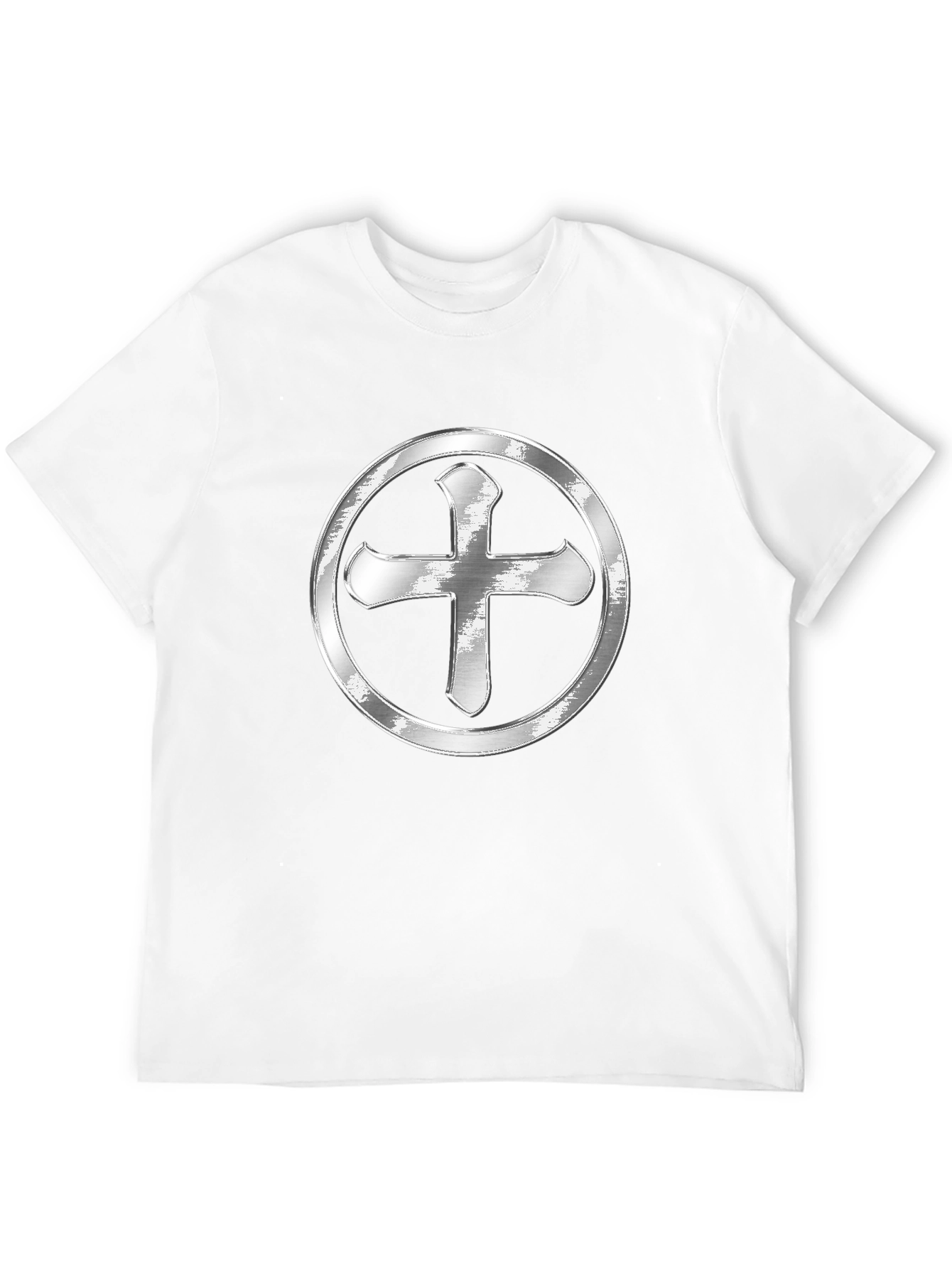 Silver Cross Design Black T-Shirt