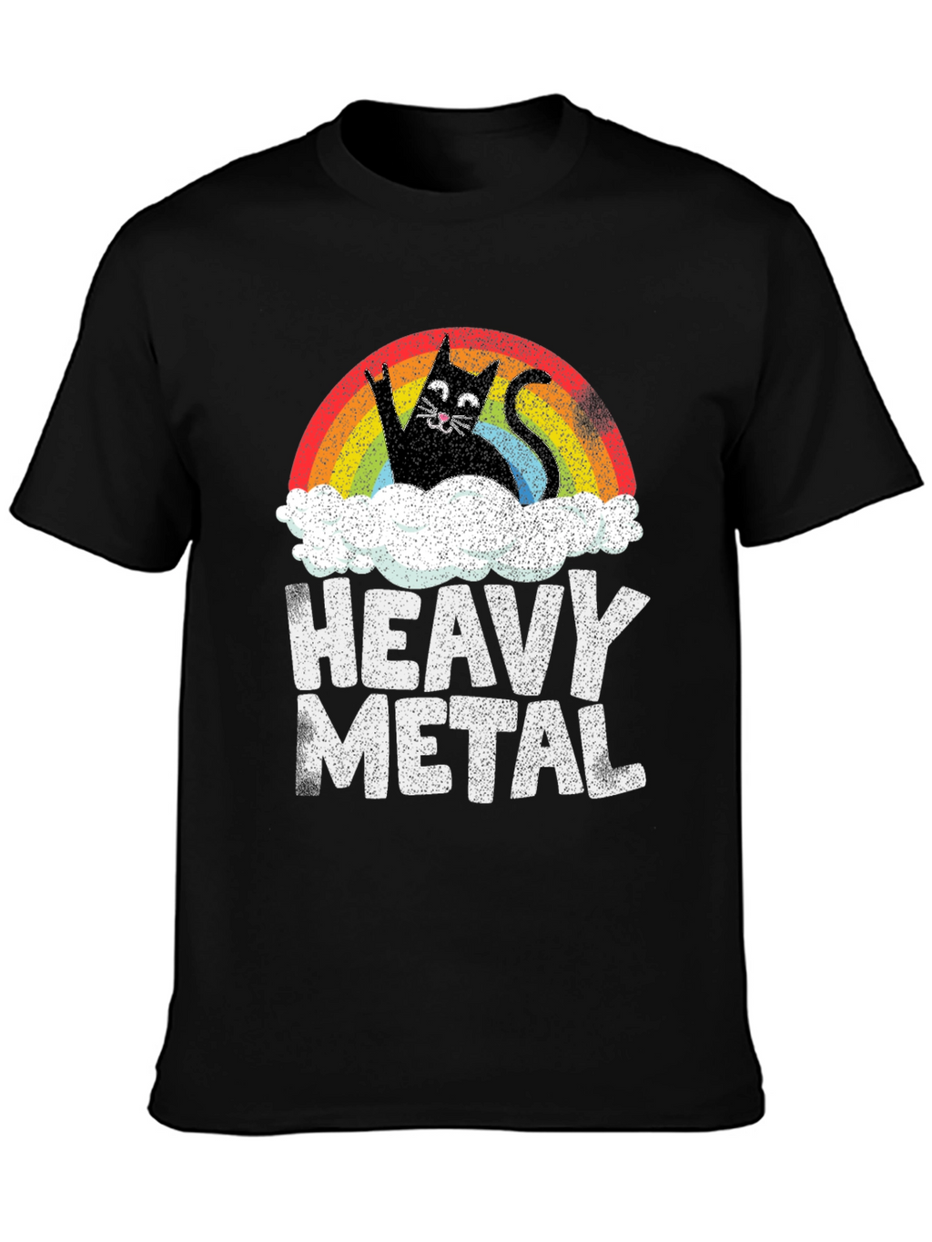 Heavy Metal Cat Rainbow Graphic Tee