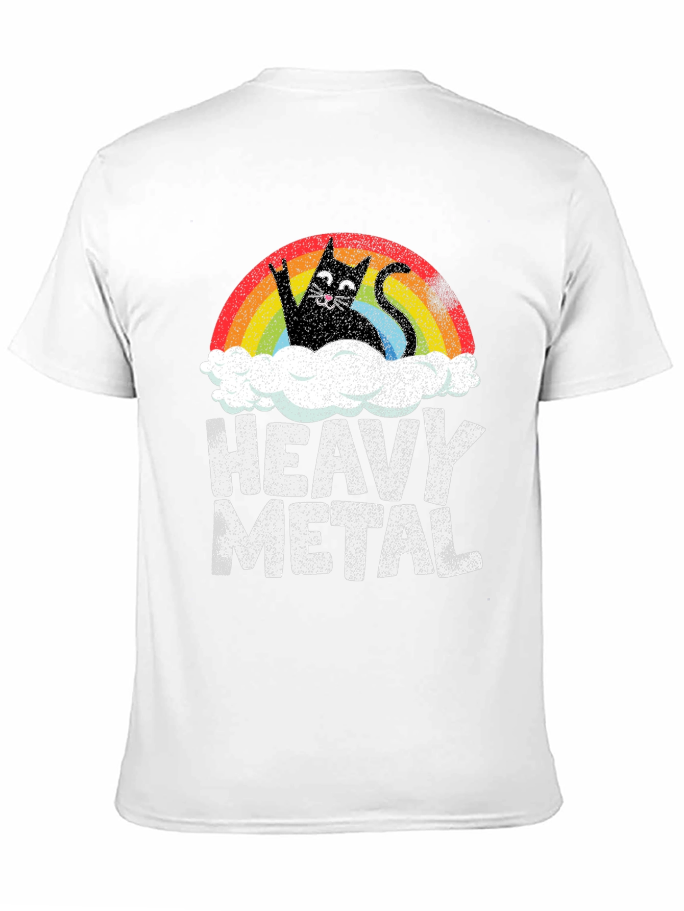 Heavy Metal Cat Rainbow Graphic Tee