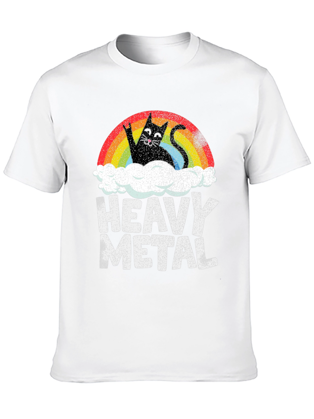Heavy Metal Cat Rainbow Graphic Tee