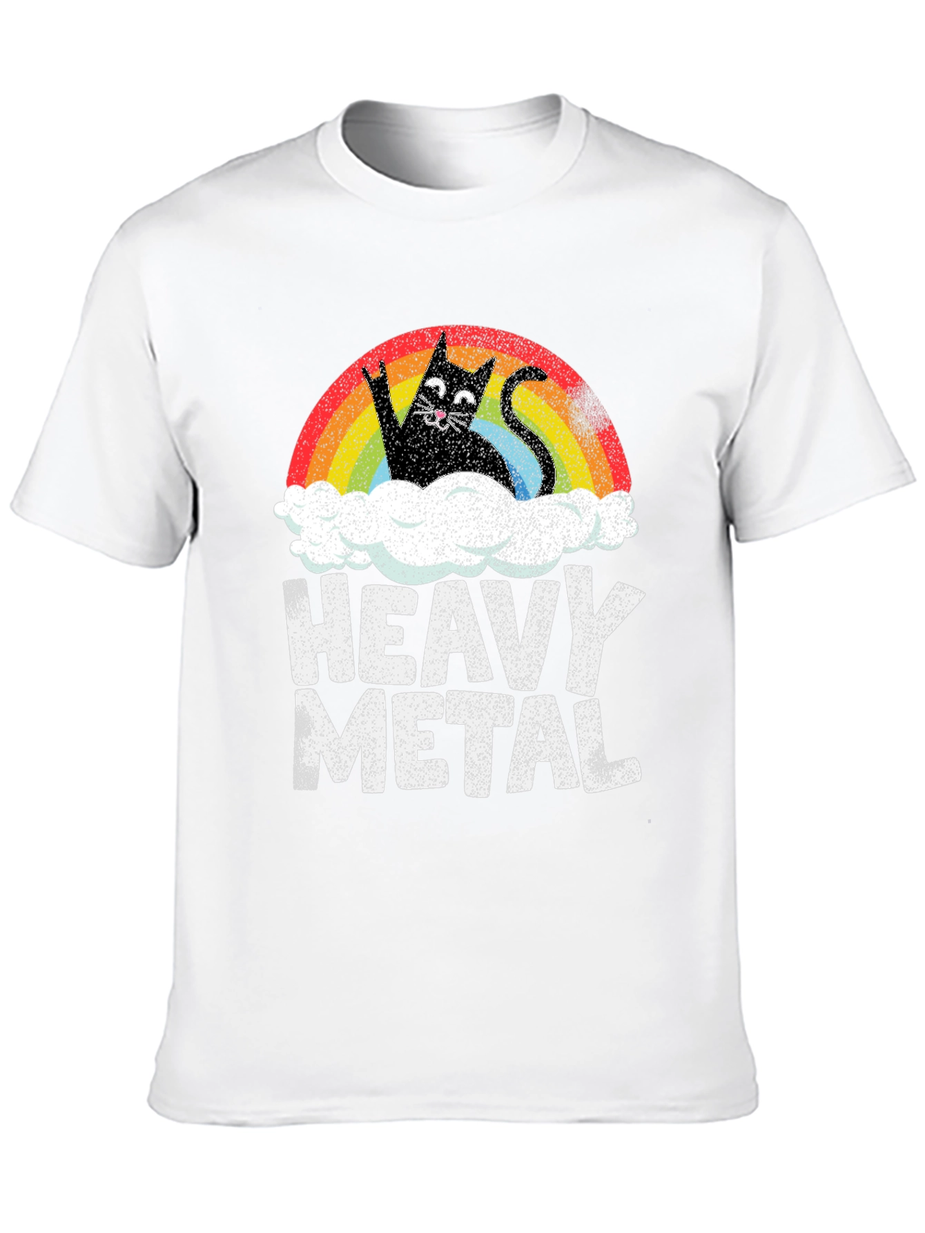 Heavy Metal Cat Rainbow Graphic Tee
