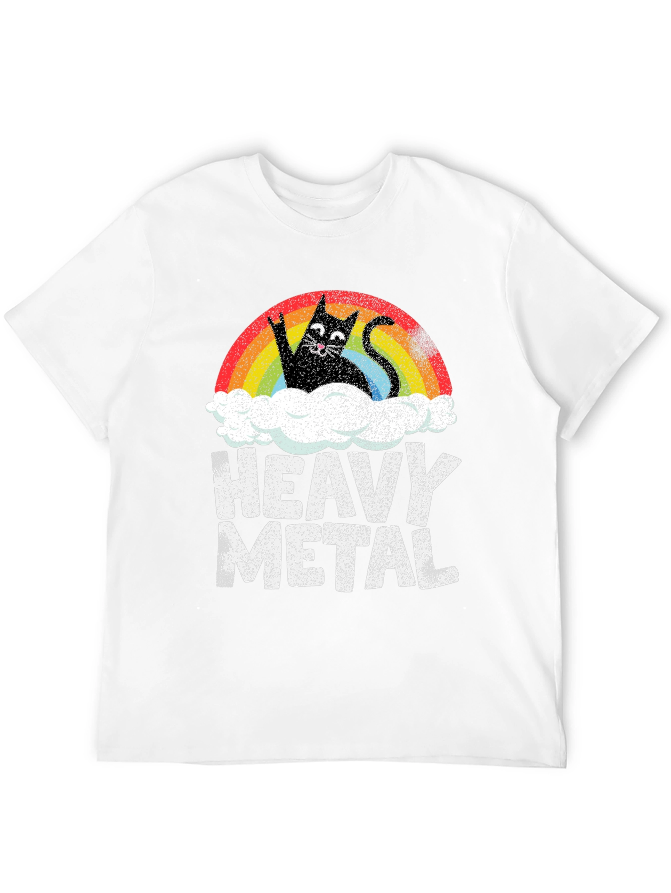 Heavy Metal Cat Rainbow Graphic Tee