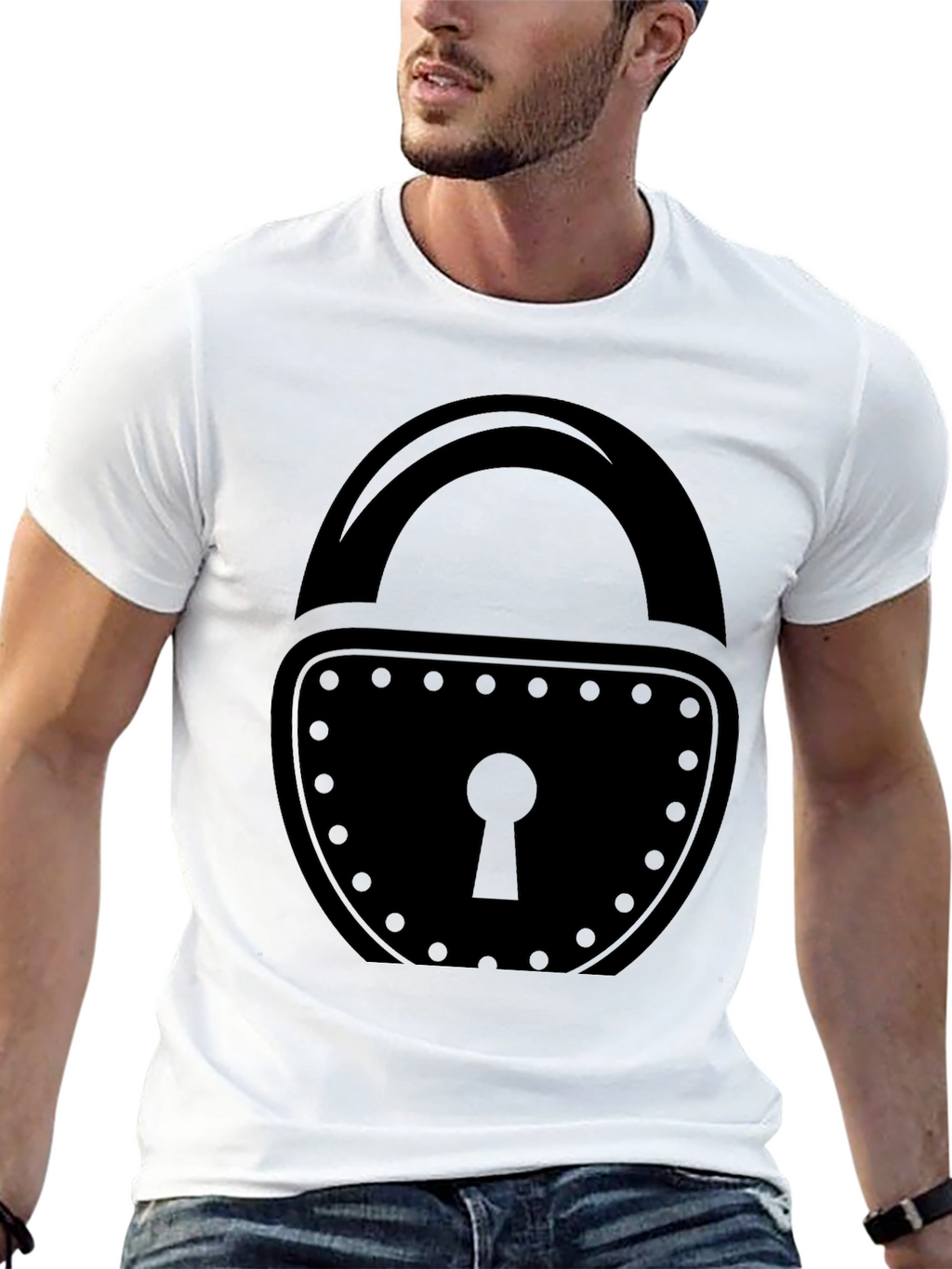 Black Padlock Graphic Tee - Secure Style
