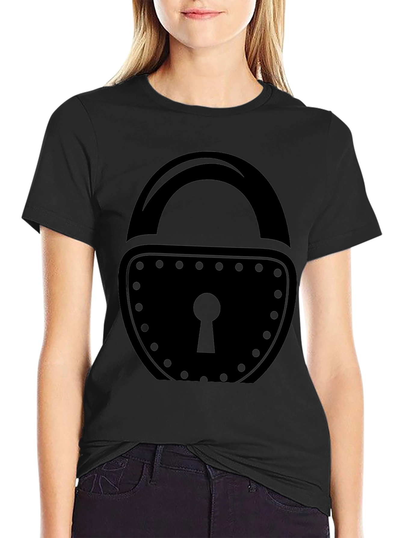 Black Padlock Graphic Tee - Secure Style