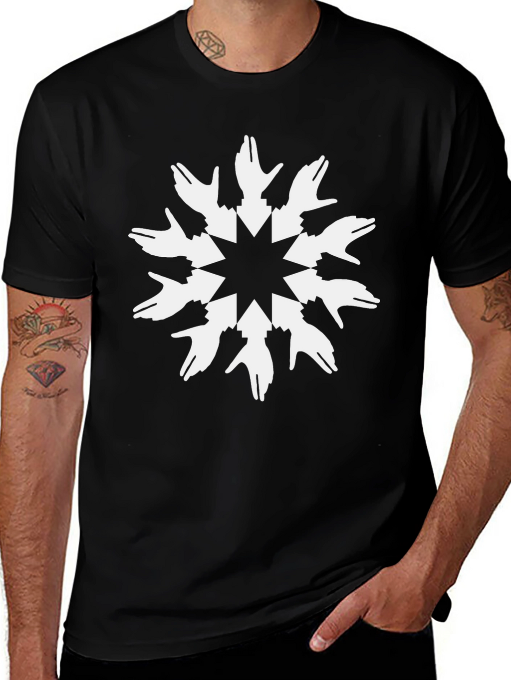 Geometric Hand Graphic Black T-Shirt