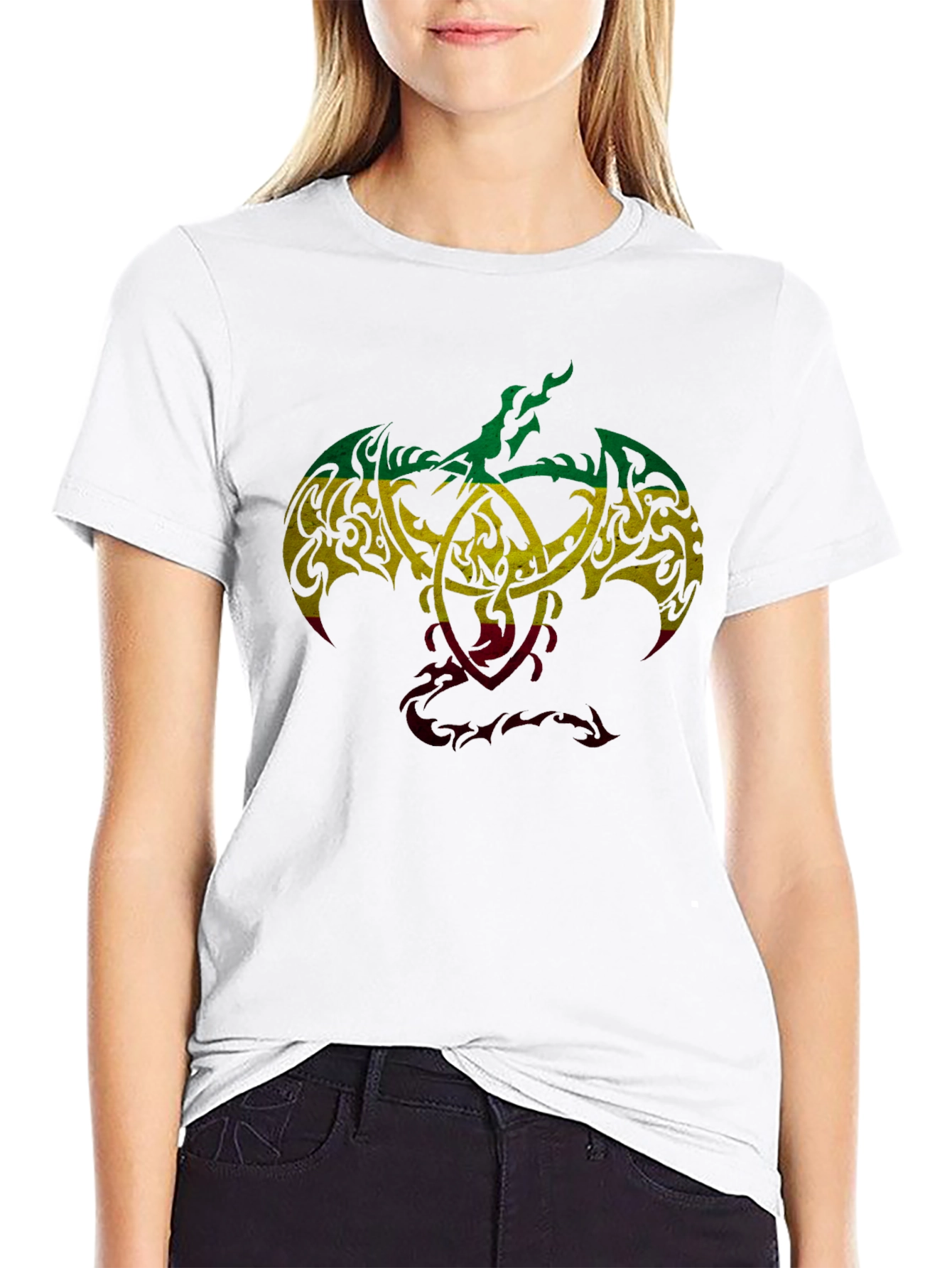 Rasta Tribal Dragon Graphic T-Shirt - Unique Design
