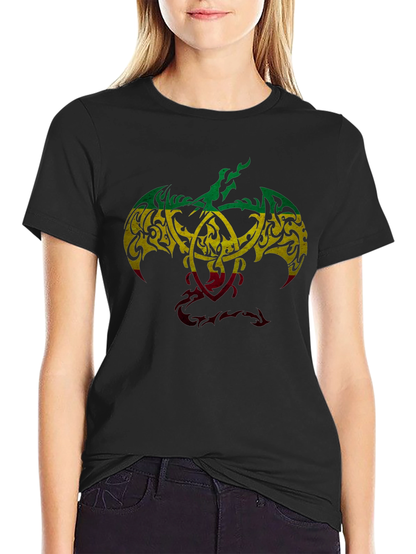 Rasta Tribal Dragon Graphic T-Shirt - Unique Design