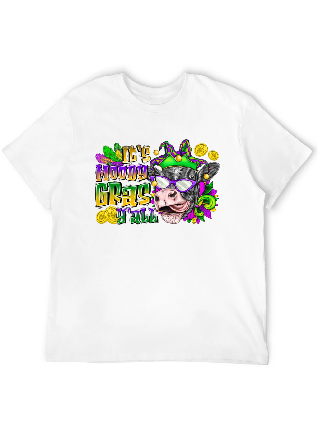 Moody Gras YAll Cow T-Shirt