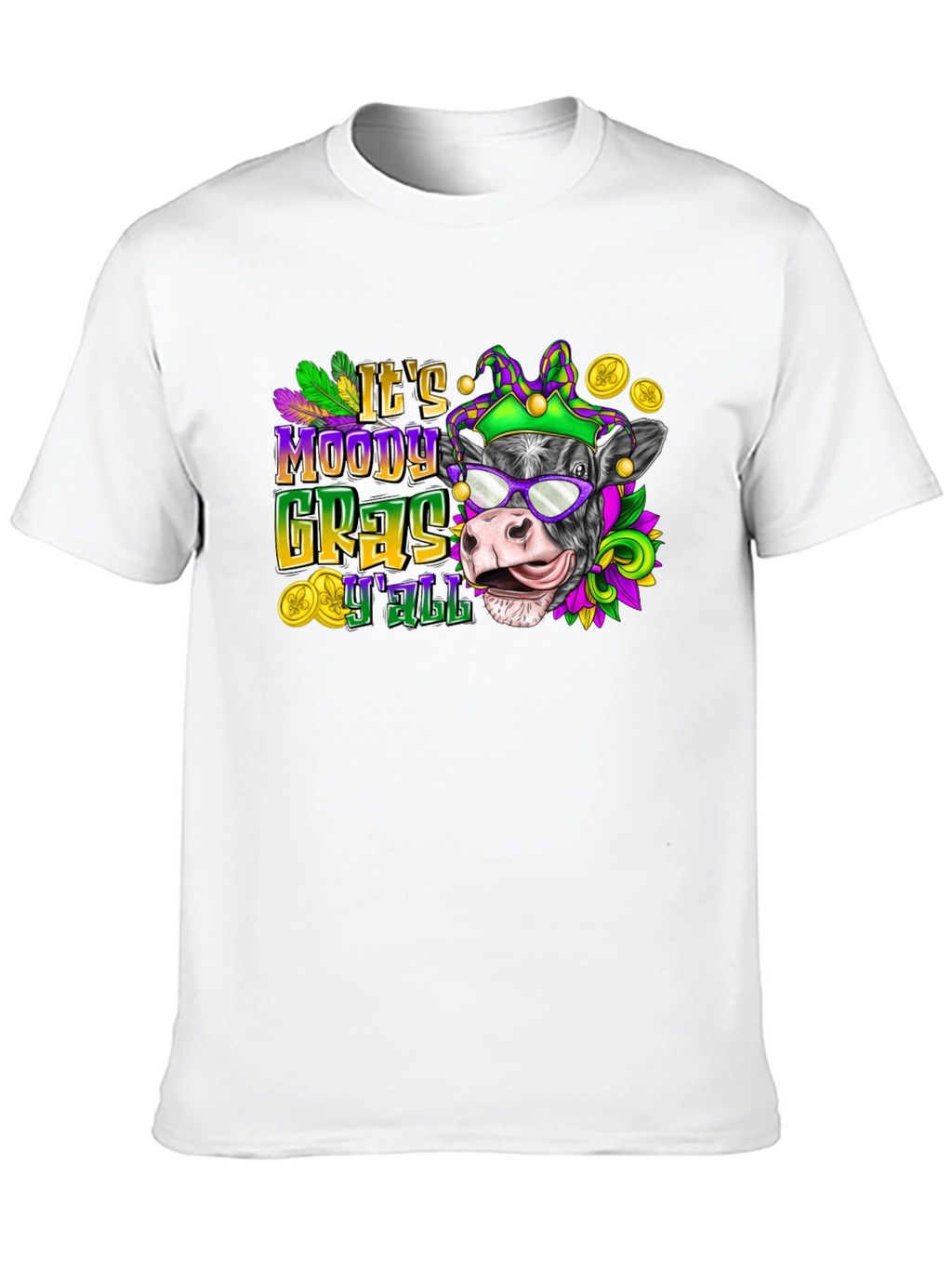 Moody Gras YAll Cow T-Shirt