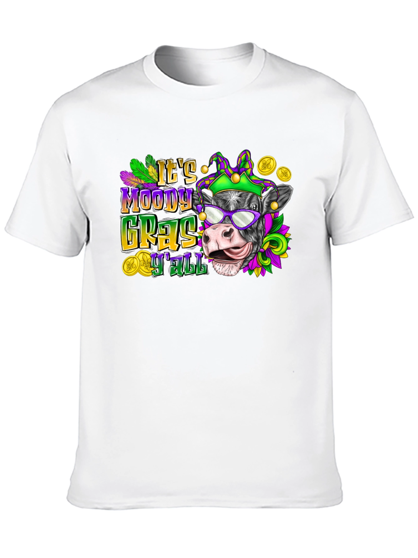 Moody Gras YAll Cow T-Shirt