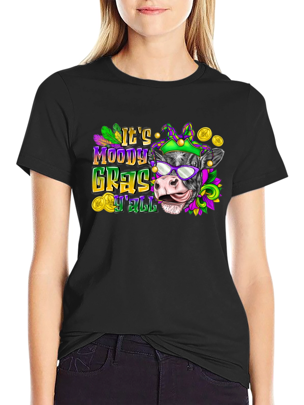 Moody Gras YAll Cow T-Shirt