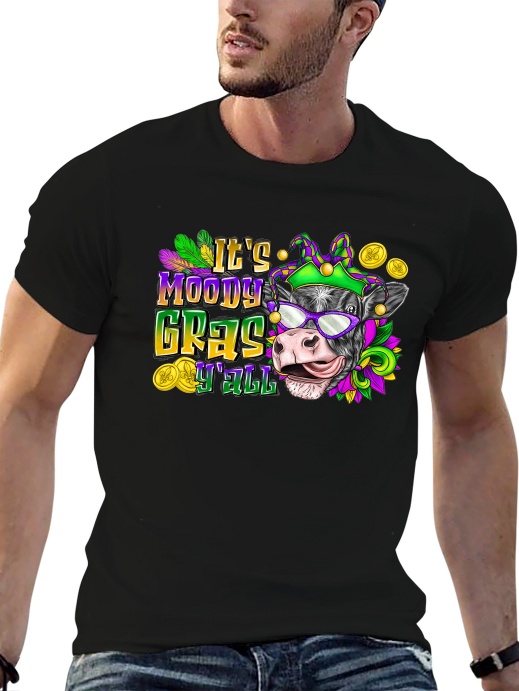 Moody Gras YAll Cow T-Shirt