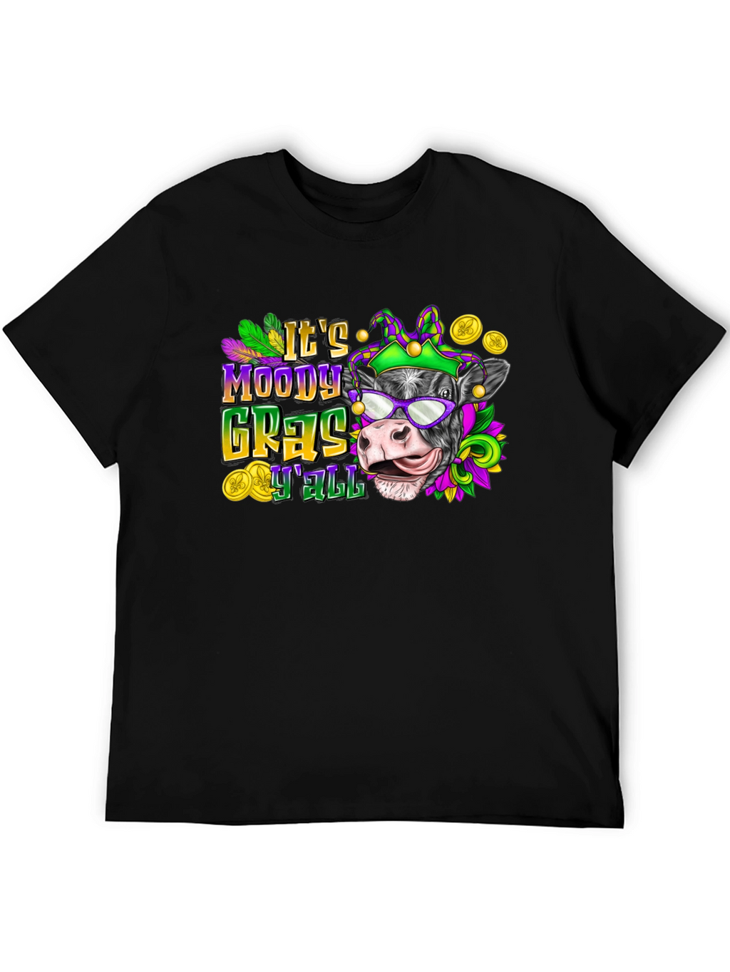 Moody Gras YAll Cow T-Shirt