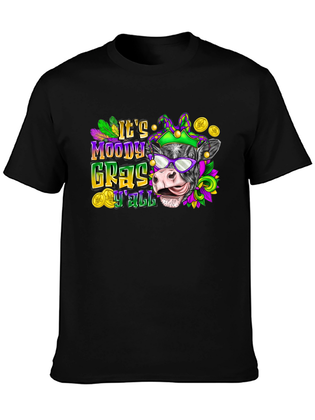 Moody Gras YAll Cow T-Shirt