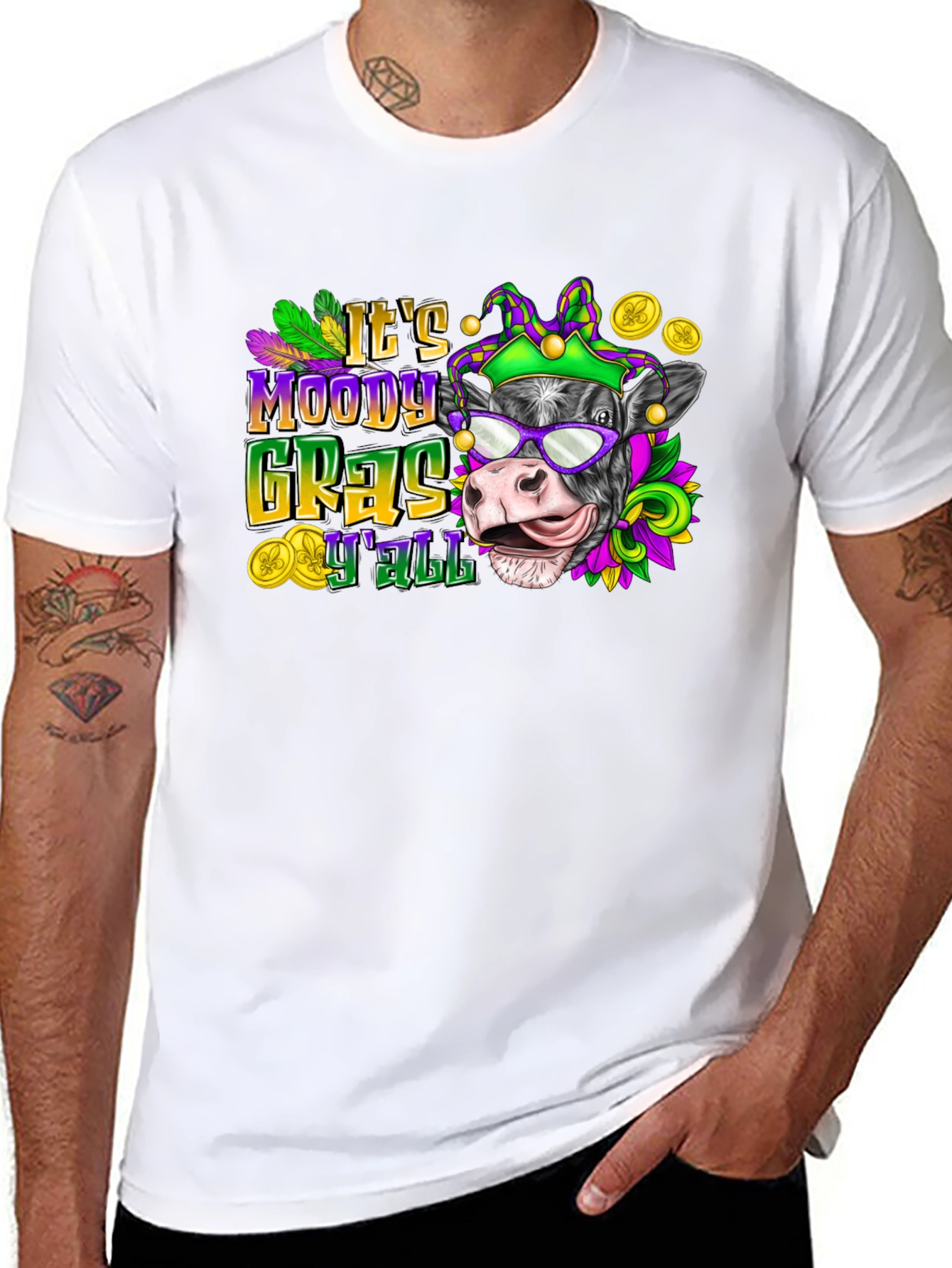 Moody Gras YAll Cow T-Shirt