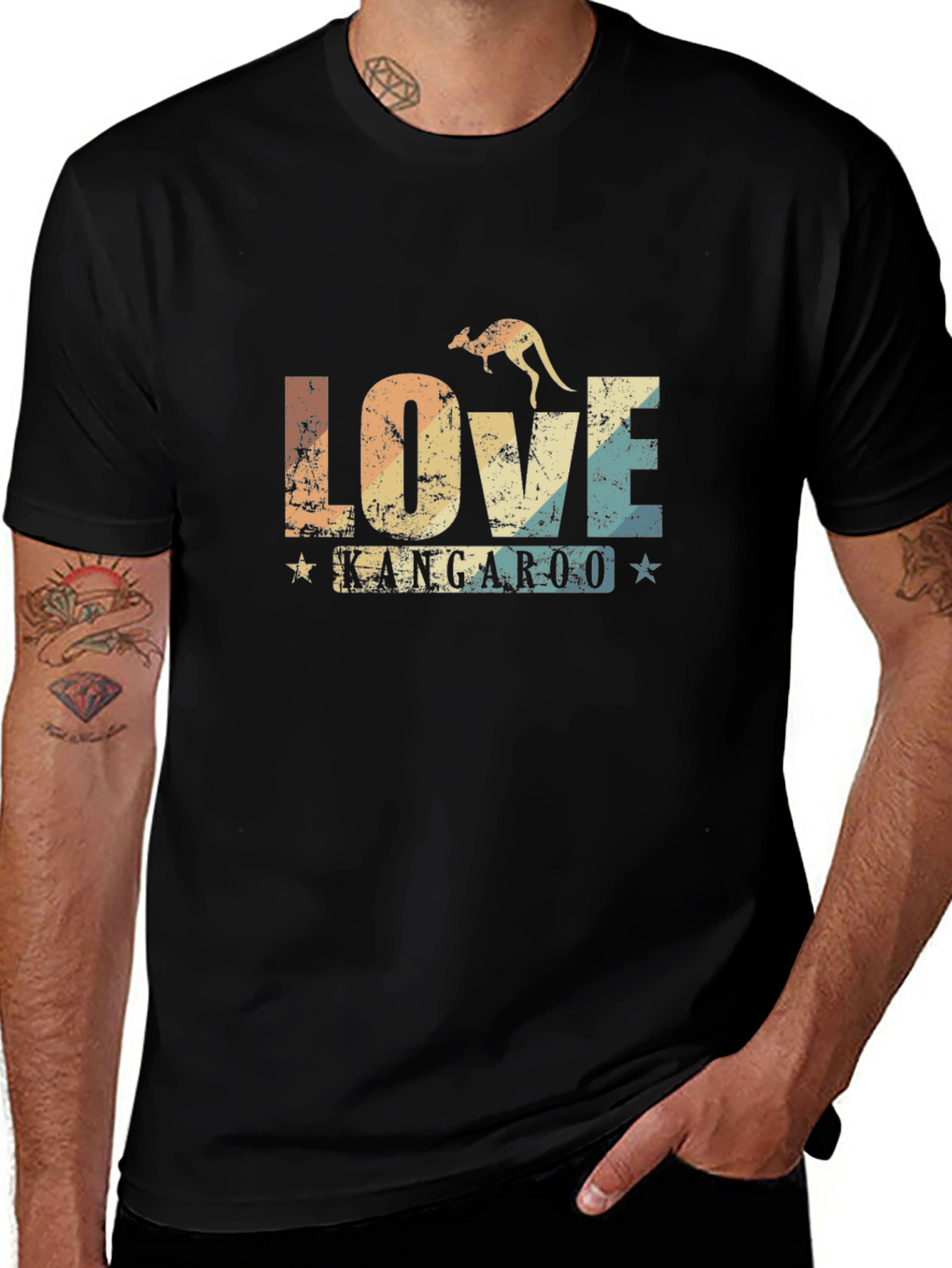 Love Kangaroo Retro Graphic T-Shirt