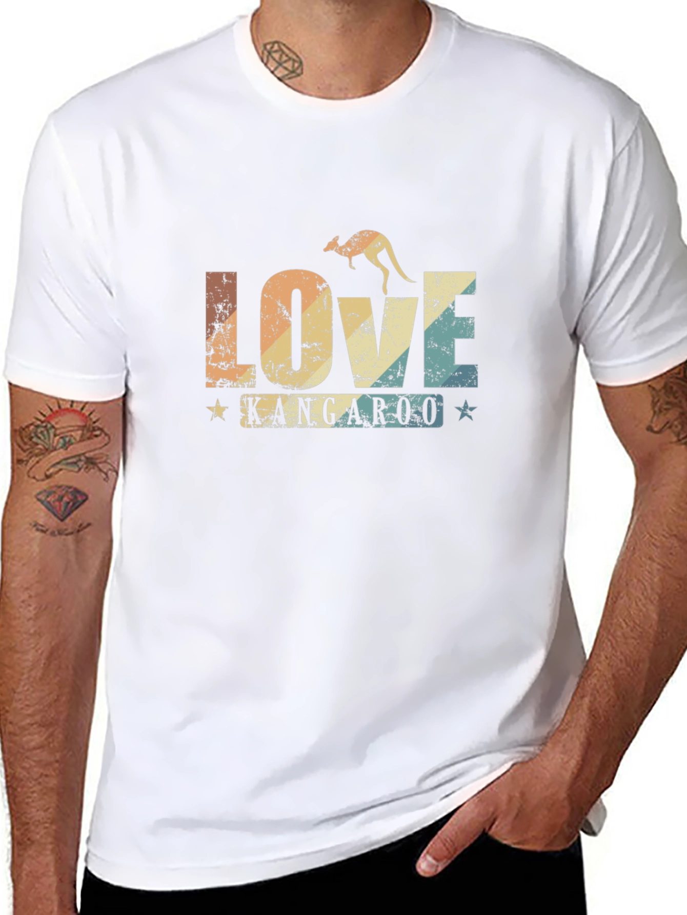 Love Kangaroo Retro Graphic T-Shirt
