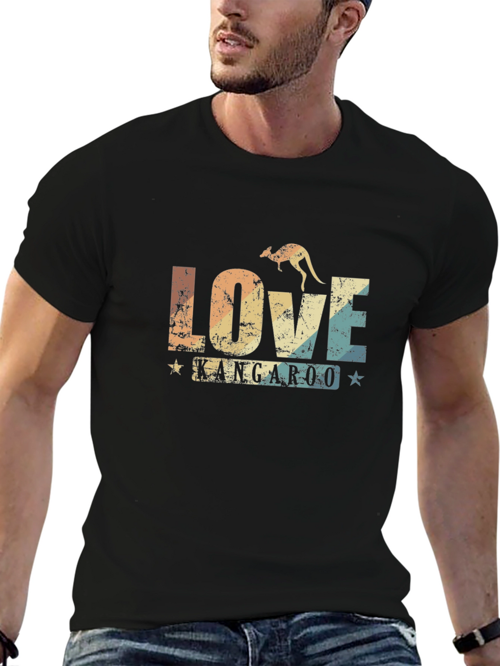 Love Kangaroo Retro Graphic T-Shirt