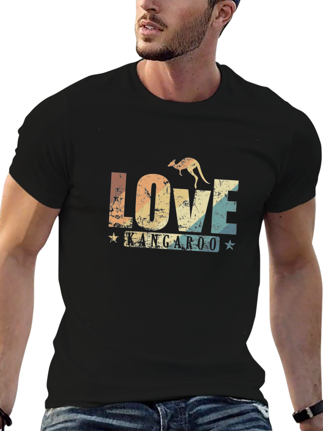 Love Kangaroo Retro Graphic T-Shirt