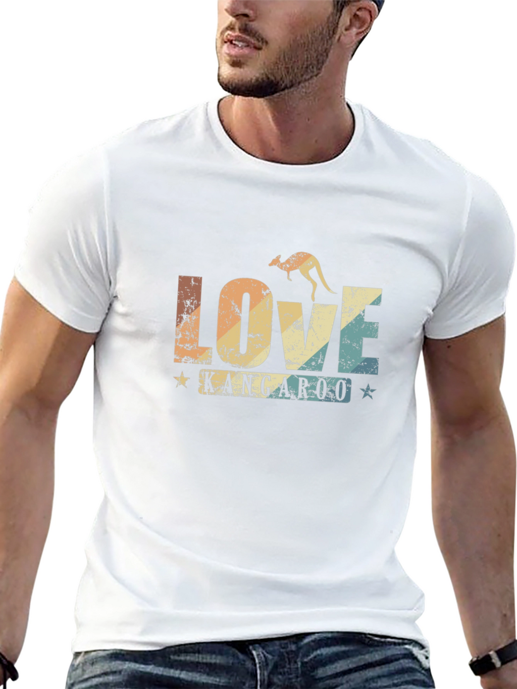 Love Kangaroo Retro Graphic T-Shirt