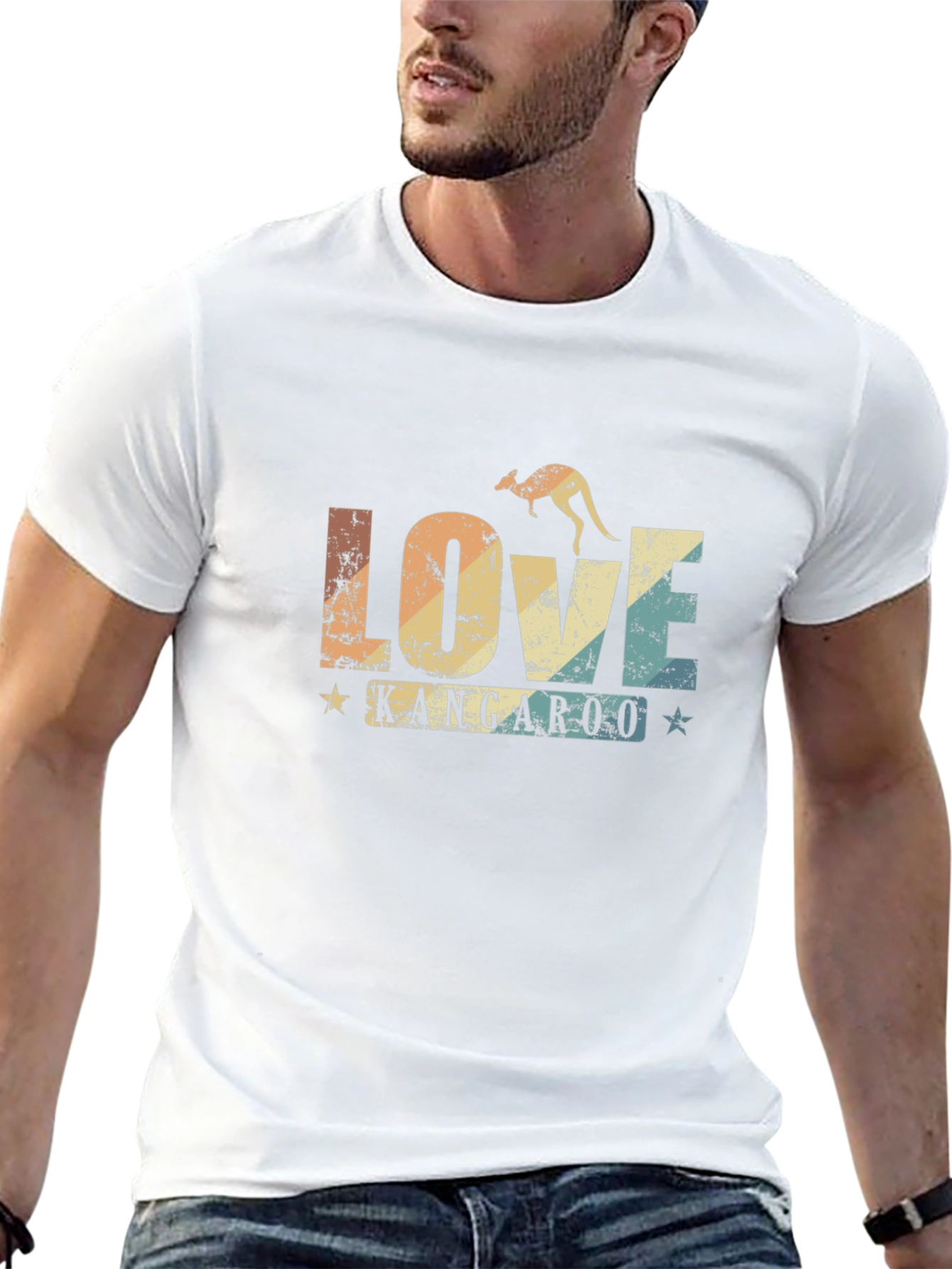 Love Kangaroo Retro Graphic T-Shirt