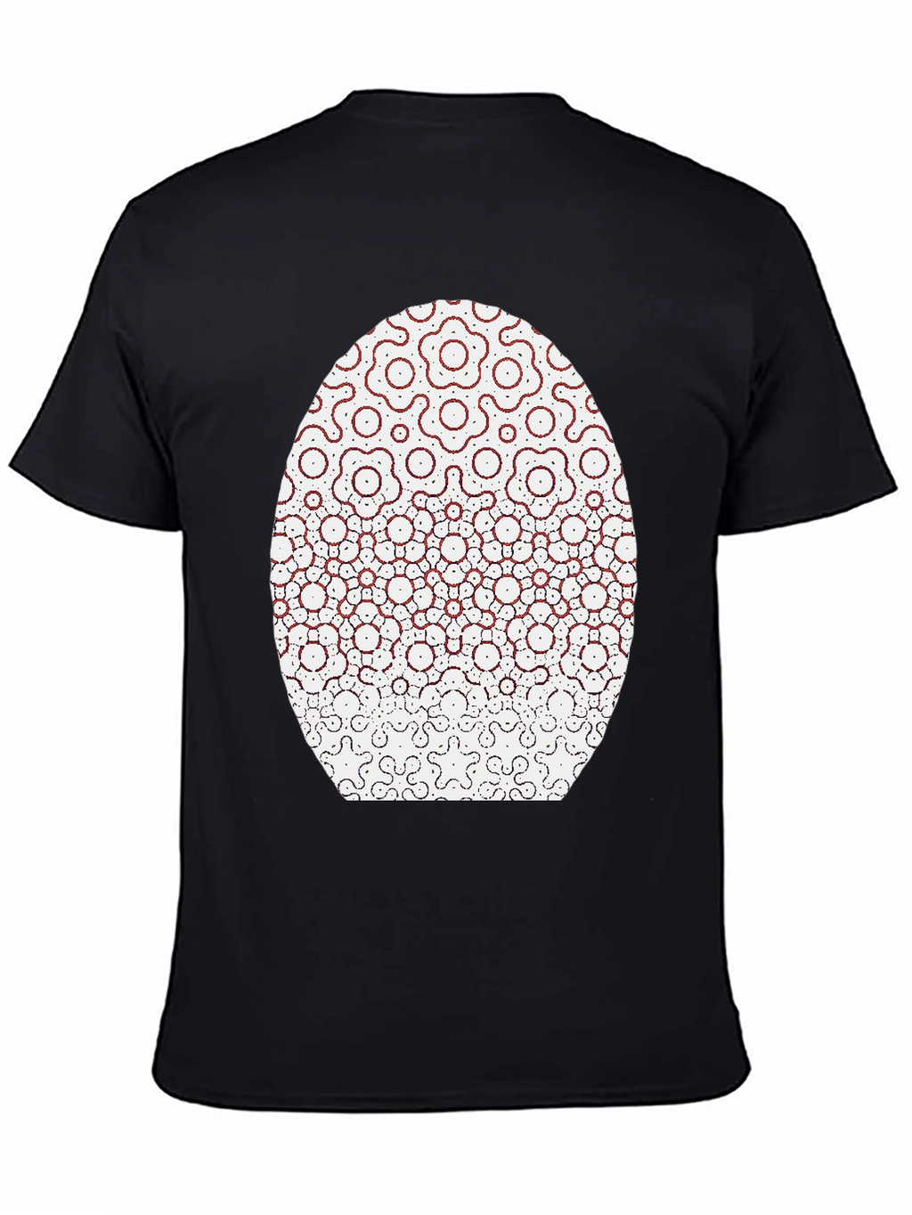 Modern Geometric Flower Pattern Black T-Shirt