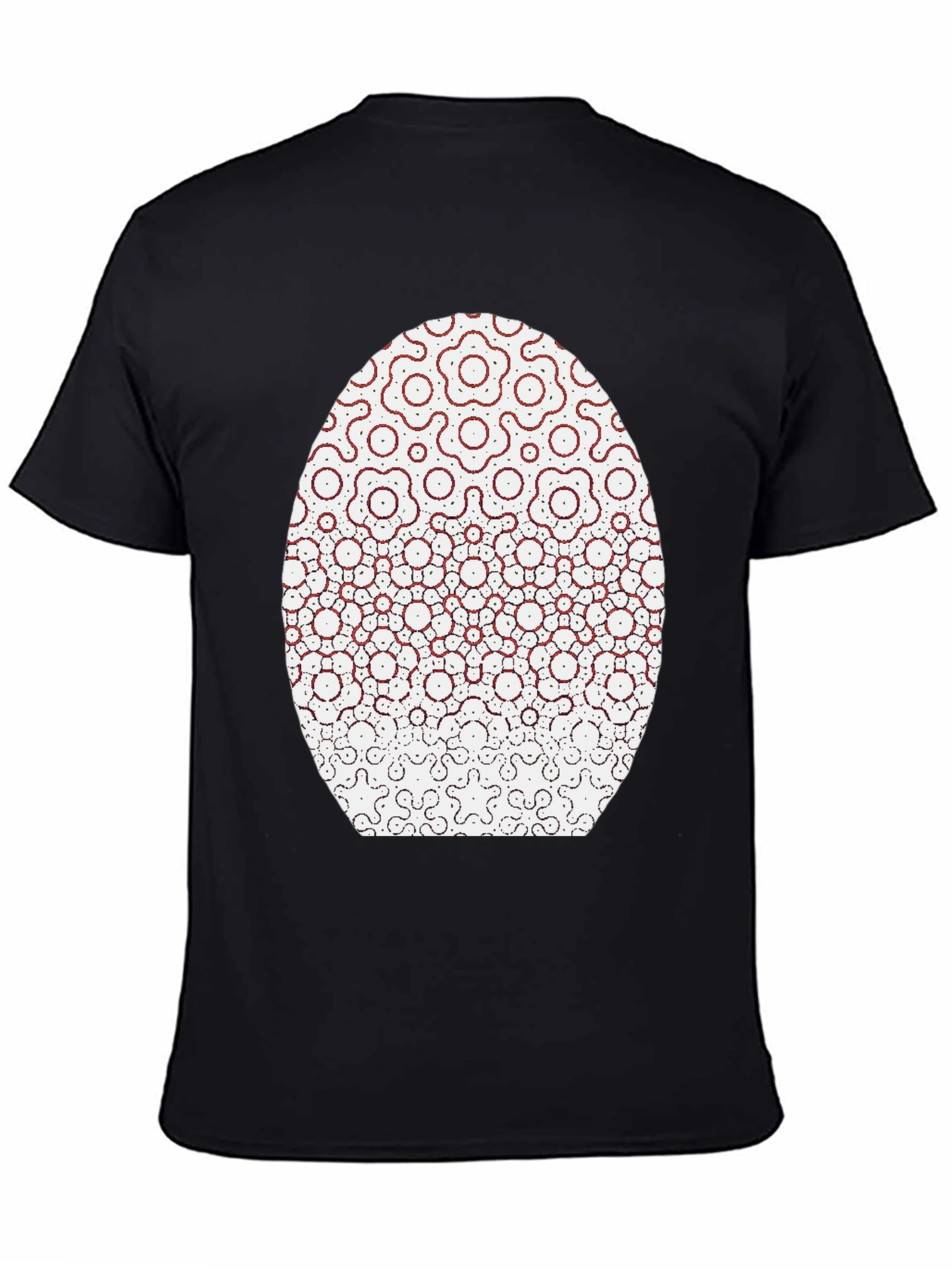 Modern Geometric Flower Pattern Black T-Shirt