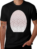 Modern Geometric Flower Pattern Black T-Shirt