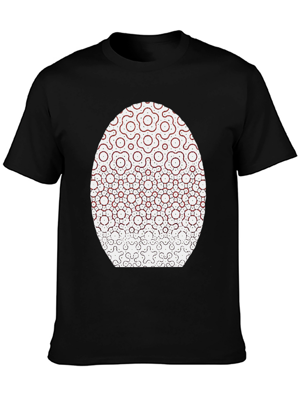 Modern Geometric Flower Pattern Black T-Shirt