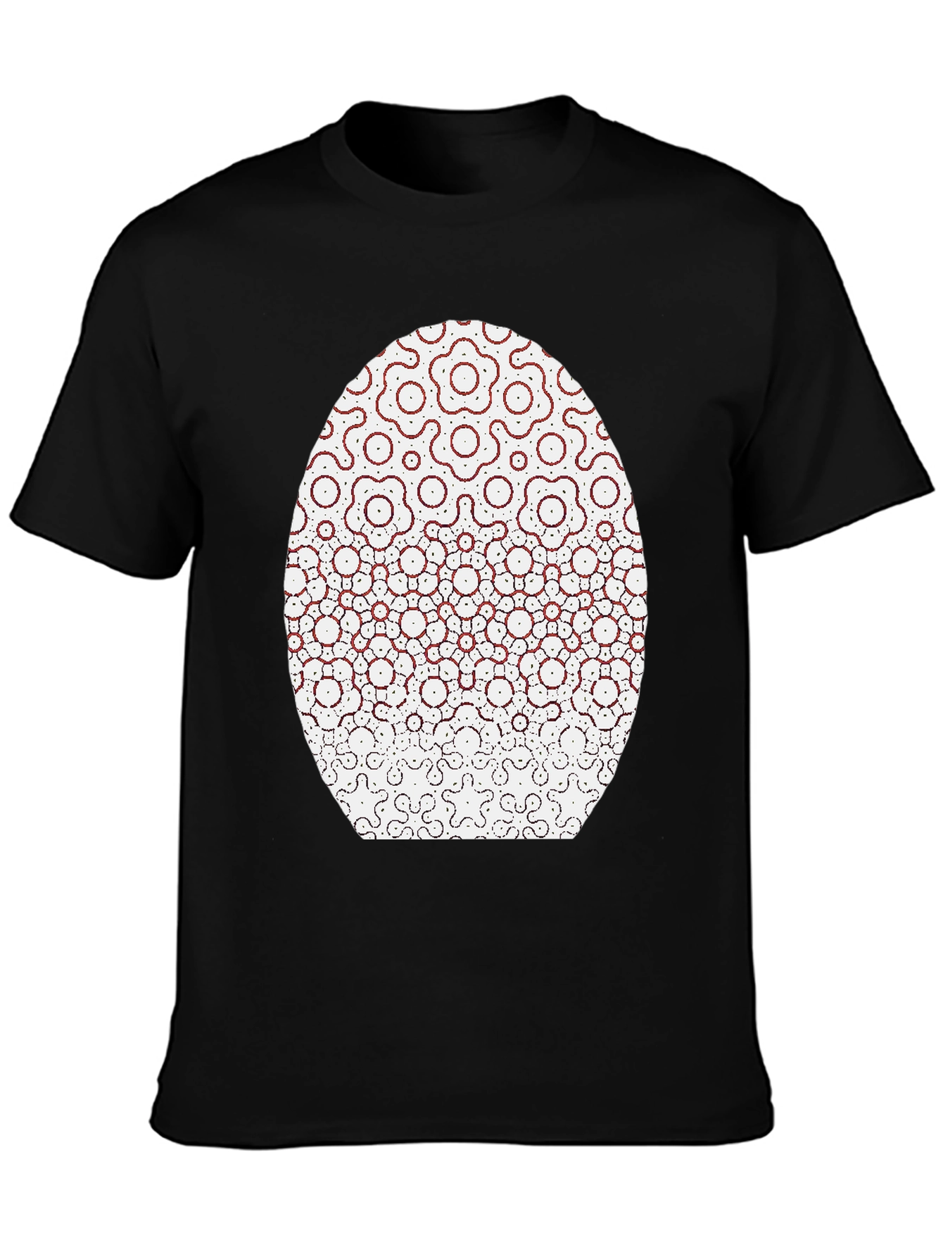 Modern Geometric Flower Pattern Black T-Shirt