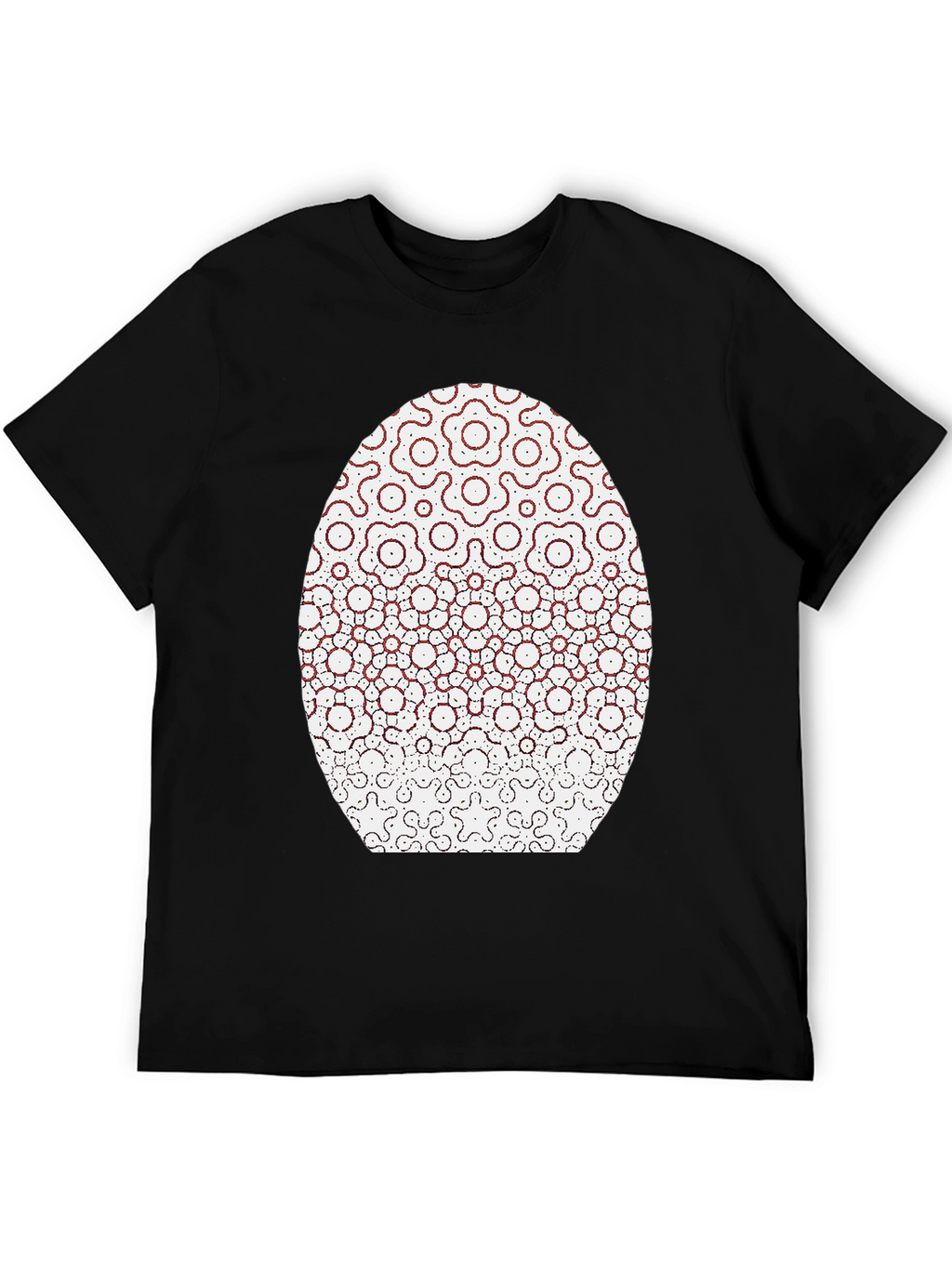 Modern Geometric Flower Pattern Black T-Shirt